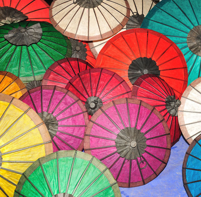 parasols in Laos